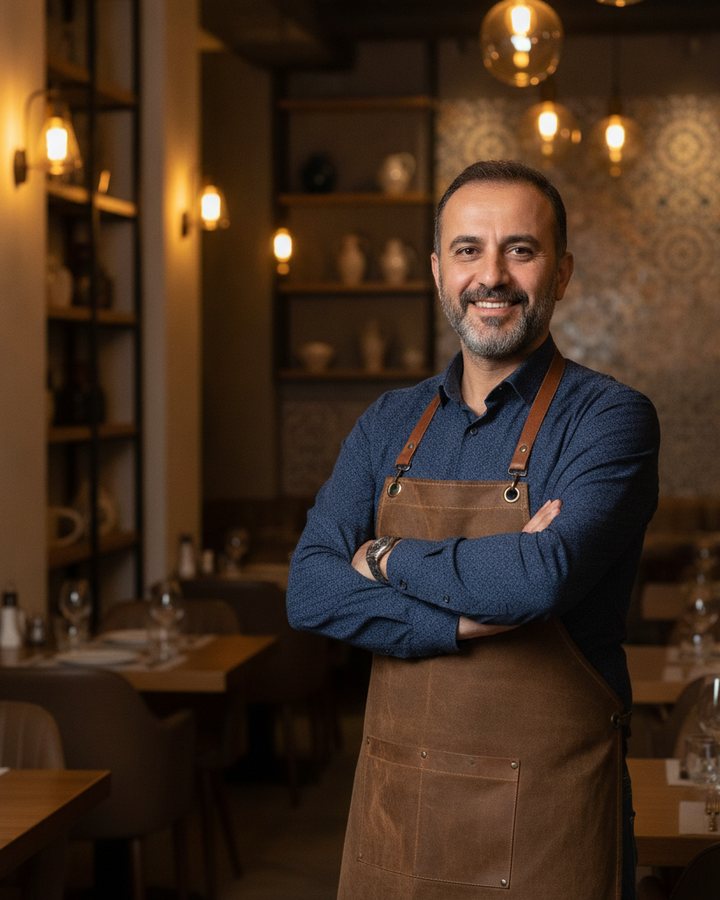 Guromi kullanan bir restoran sahibi